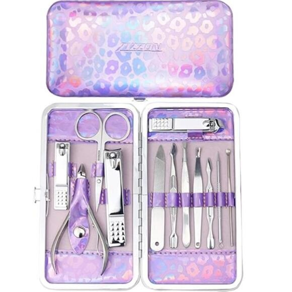 Nail Clippers Kit Manicure Pedicure Set with Holographic Case(Purple) - Picture 7 of 7